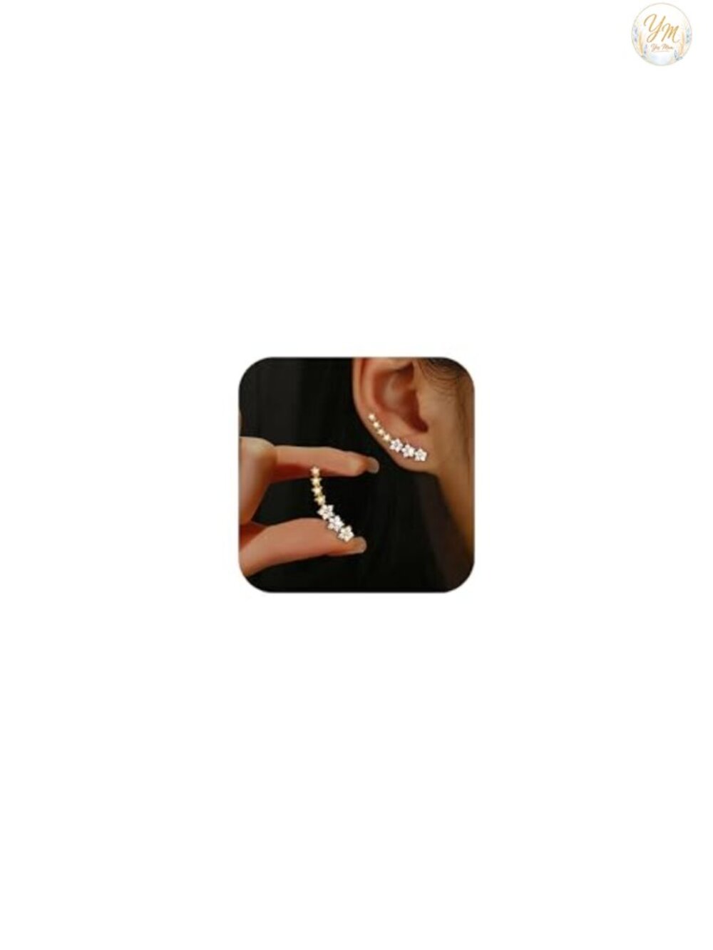 925 Sterling Silver Flower Ear Climbers Stud Earrings for Women